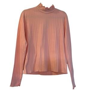 J. Crew Pointelle knit turtleneck pink size large